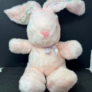 Dan Dee Pink Bunny Rabbit Plush Pastel Floral Rose Wire Ears Easter Mty Int'l